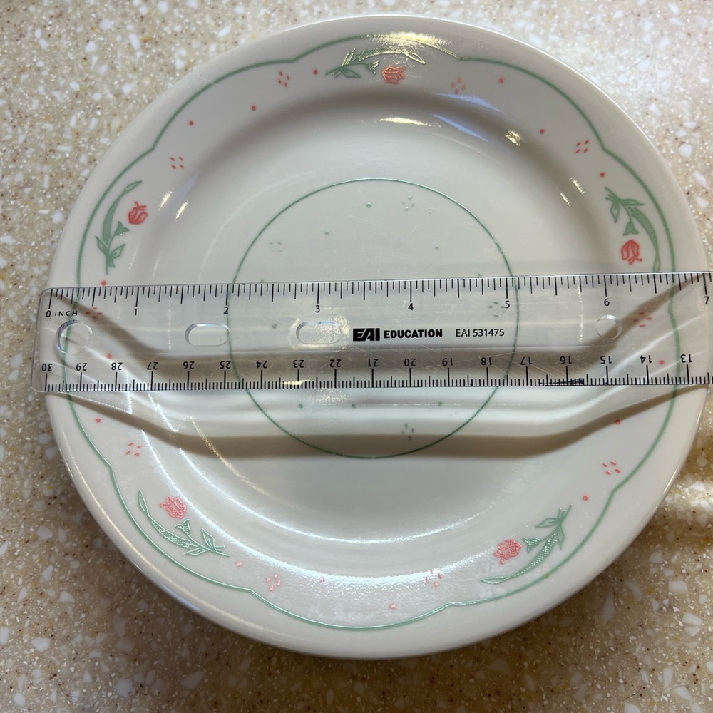 Set of 6 CORELLE CALICO ROSE 7.25 Salad or Bread small plates - Picture 5 of 16